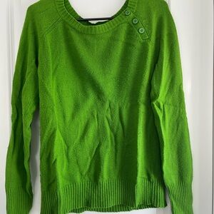 Old Navy Vibrant Green Buttoned Crew Neck Sweater
